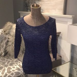navy blue lace top